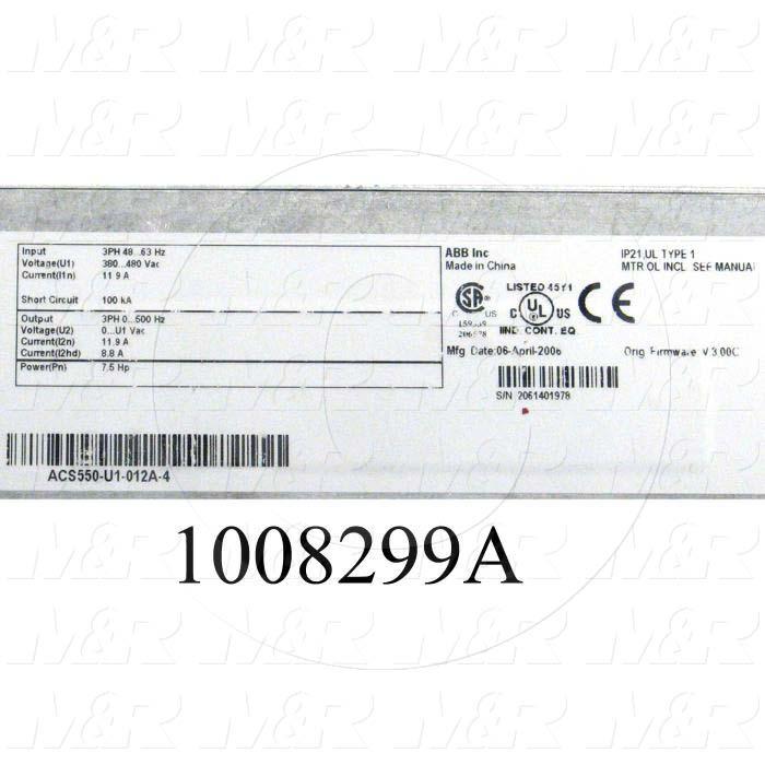 AC Drive, ACS-550 Series, 5.6KW (7.5HP), 380/400/415/440/460/480V, 3 Phase