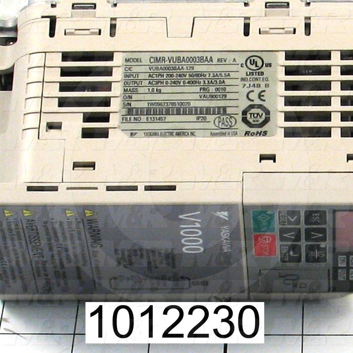 AC Drive, V1000 Series, 0.37KW (1/2HP), 220VAC, 1 Phase