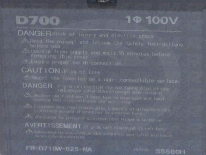 AC Drive, VFD, D700 Series, 0.37KW (1/2HP), 110VAC, 1 Phase, 230VAC Output, 3 Phase