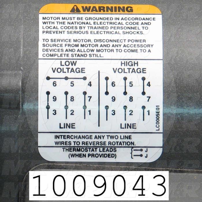 AC Motor, 1/2HP, 56C Frame, 1725 RPM, 230/460VAC, 3 Phase, 60Hz