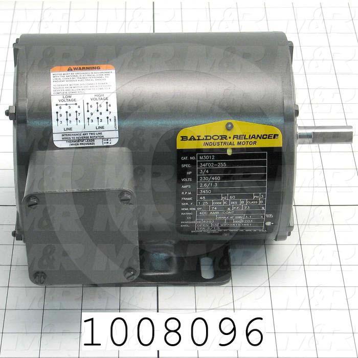 AC Motor, 3/4HP, 3450 RPM, 208-230/460VAC, 60Hz