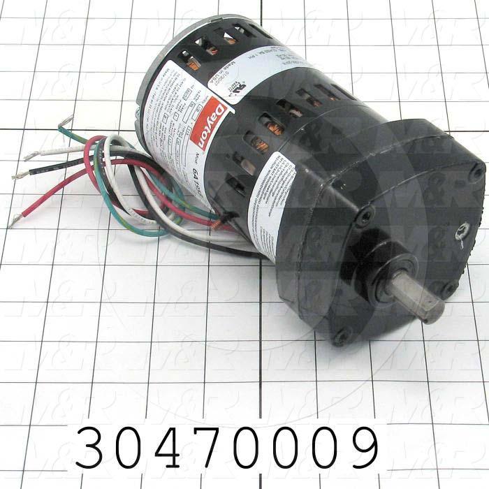 AC Motor, Parallel Shaft, 1/20HP, 95 RPM, 115VAC, 1 Phase, 50/60Hz, 0.30, None Junction Box, 1/2"X 1.00" Shaft