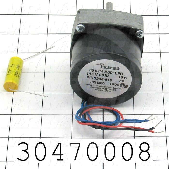 AC Motor, Parallel Shaft, 4.8 Inch Pounds, 30 RPM, 115VAC, 1 Phase, 60Hz, 1/4" Shaft