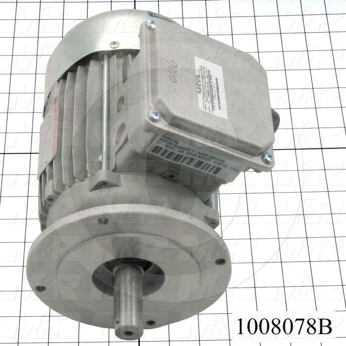 AC Motor, With Brake, 1.5HP, 208-230VAC, 3 Phase, 50/60Hz