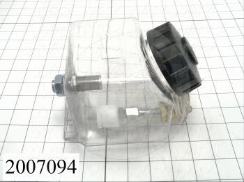 Adjustable-Flow Oil Reservoir, Capacity 1 Qt, Note : Square Polycarbonate ; with  Level Switch