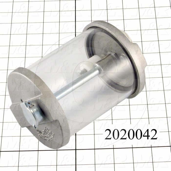 Adjustable-Flow Oil Reservoir, Height 7.75", Bowl Diameter 4.25", Capacity 1 Qt, Note : Round Acrylic; w/Level Switch; Normally Closed