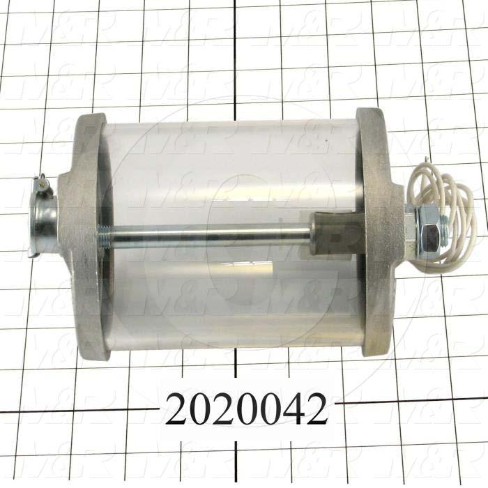 Adjustable-Flow Oil Reservoir, Height 7.75", Bowl Diameter 4.25", Capacity 1 Qt, Note : Round Acrylic; w/Level Switch; Normally Closed