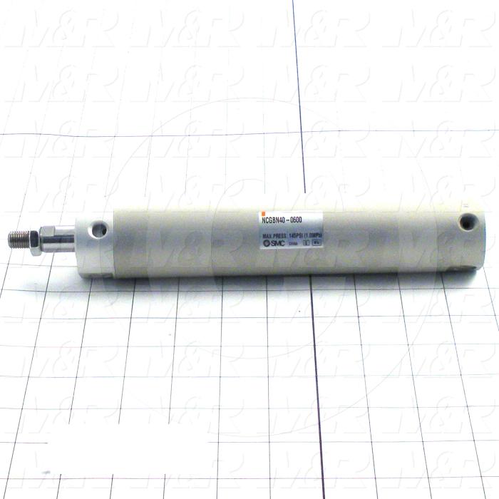Air Cylinders, Rod Type, 7/16-20 UNF Rod Thread, Double Acting Model, 1 1/2" Bore, 6" Stroke, Urethane Bumper