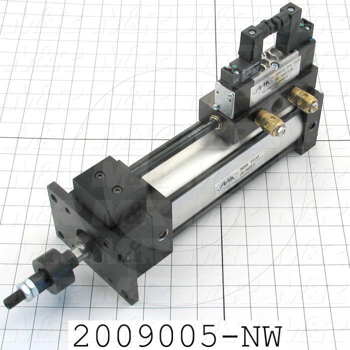Air Cylinders, Single Rod Type, Double Acting Model, 2 1/2" Bore, 6.5" Stroke, Both Ends Cushion, Built In Flow Control, Gauntlet Index Cylinder 10 Stations Function, Built In Valve