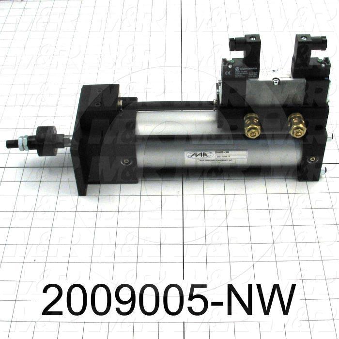 Air Cylinders, Single Rod Type, Double Acting Model, 2 1/2" Bore, 6.5" Stroke, Both Ends Cushion, Built In Flow Control, Gauntlet Index Cylinder 10 Stations Function, Built In Valve