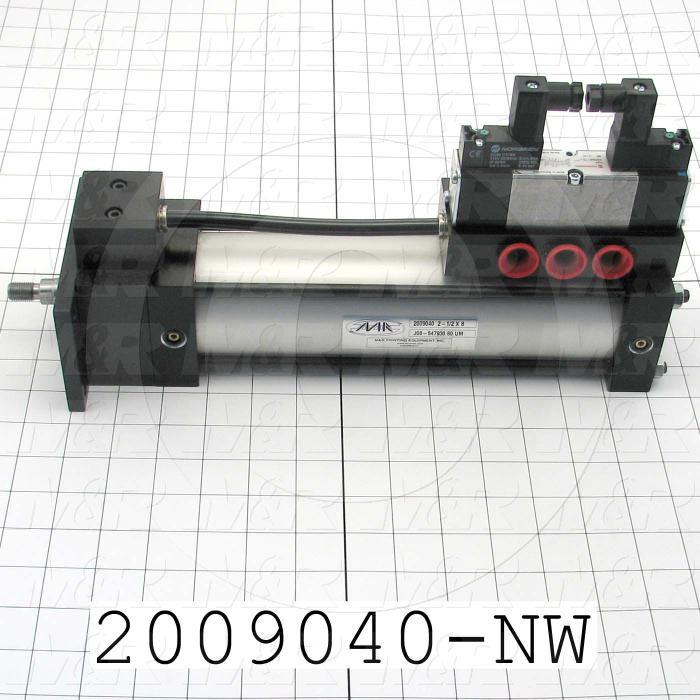 Air Cylinders, Single Rod Type, Double Acting Model, 2 1/2" Bore, 8" Stroke, Both Ends Cushion, Built In Flow Control, Gauntlet Index Cylinder 8 Stations Function, Built In Valve