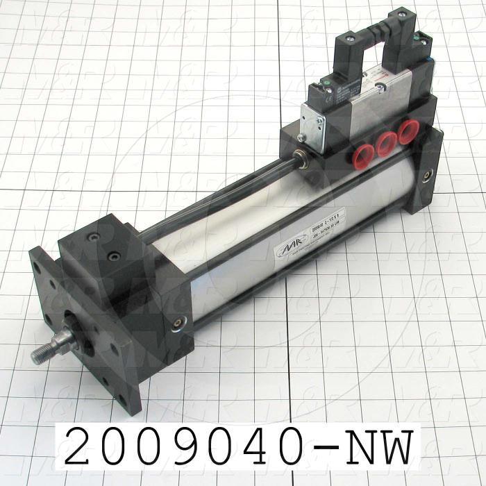 Air Cylinders, Single Rod Type, Double Acting Model, 2 1/2" Bore, 8" Stroke, Both Ends Cushion, Built In Flow Control, Gauntlet Index Cylinder 8 Stations Function, Built In Valve