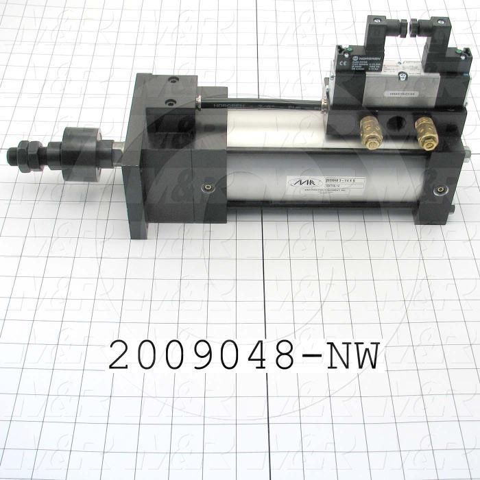 Air Cylinders, Single Rod Type, Double Acting Model, 3 1/4" Bore, 6" Stroke, Both Ends Cushion, Built In Flow Control, Challenger Index Cylinder 12 Stations Function, Built In Valve
