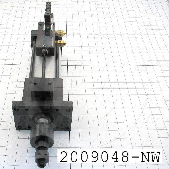 Air Cylinders, Single Rod Type, Double Acting Model, 3 1/4" Bore, 6" Stroke, Both Ends Cushion, Built In Flow Control, Challenger Index Cylinder 12 Stations Function, Built In Valve