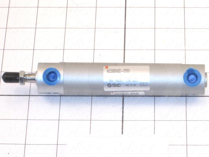 Air Cylinders, Single Rod Type, Double Acting Model, 3/4" Bore, 2.5" Stroke, Rubber Bumper