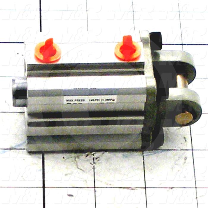 Air Cylinders, Square Rod Cylinder Type, M14 x 1.5 Rod Thread, Double Acting Model, 32 mm Bore, 25 mm Stroke, Comes With Build-In Magnet, Double Clevis To Mount