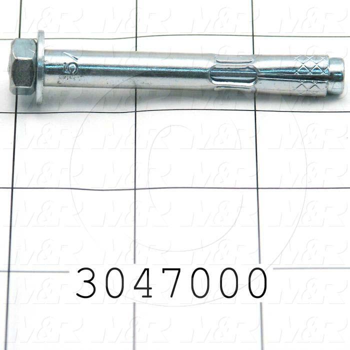 Anchor, Type : Sleeve Stud Anchors for Concrete, Diameter 5/16 in., Length Under the Head 2-1/2 in., Thread Size 1/4"-20, Material Steel