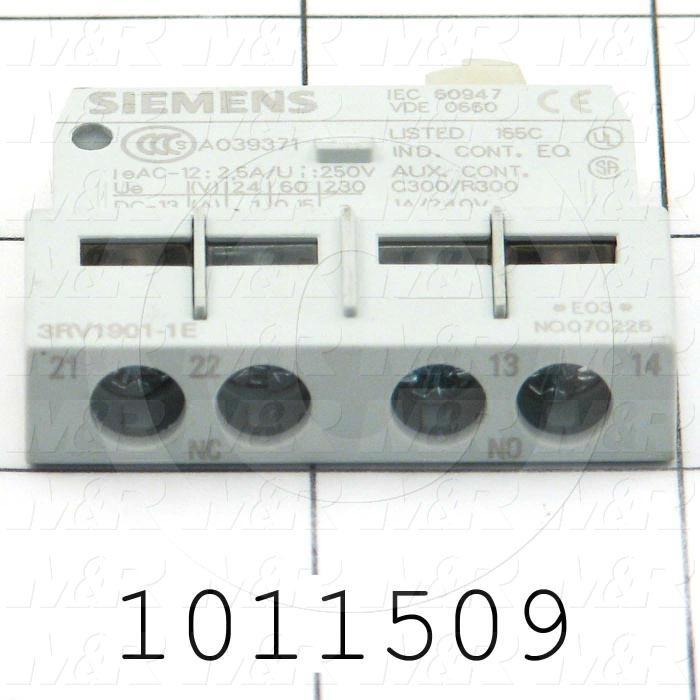 Aux Contact for Contactor, 2 Poles, 1 NO, 1 NC