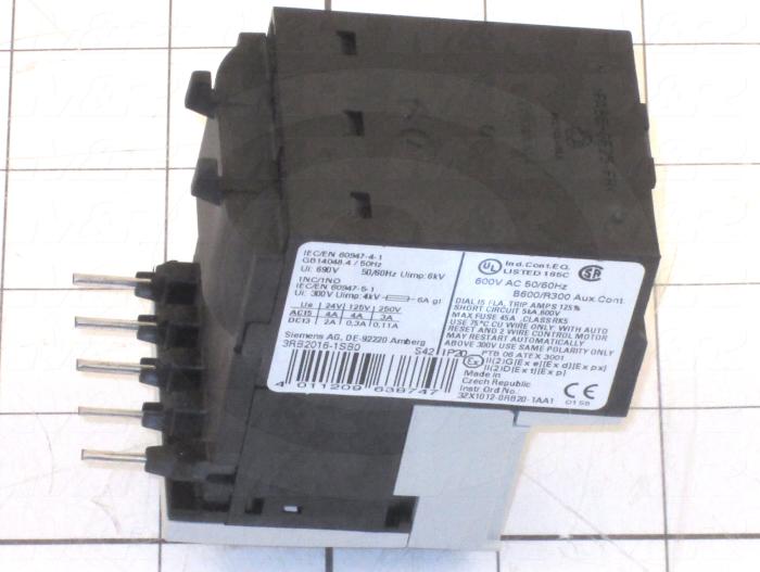 Aux Contact for Overload, 2 Poles, 1 NO, 1 NC, 3A Minimum Current, 12A Maximum Current