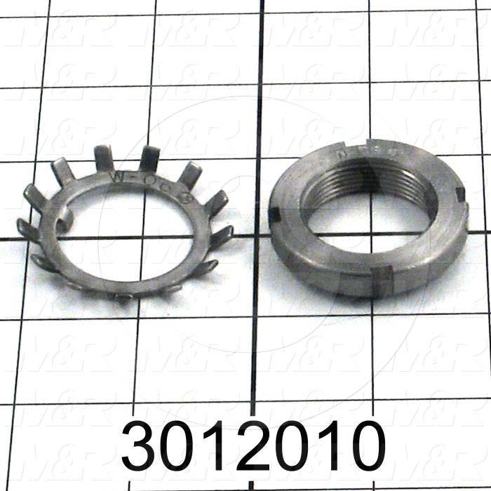 Bearing Locknuts, Type N-06, Come with Lock Washer W-06, Shaft Diameter 1.1811", Thread Diameter 1.1730", Thread Per Inch 18, Outside Diameter 1.75", Thickness 0.406"