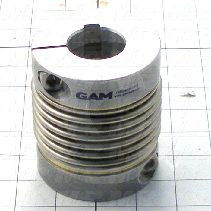 Bellows Coupling, 1-1/2" Hub # 1 Bore, 3.23" Hub # 1 Outer Diameter, 35 MM Hub # 2 Bore, Clamp, 3.62" Overall Length, 3.23" Bellow Diameter, Steel Bellows  Material