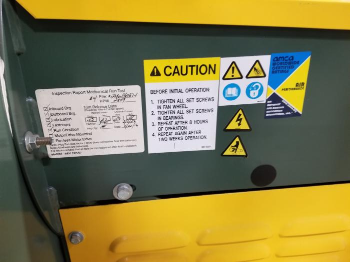 Belt Drive, Motor HP 5 hp, Voltage 230/460V 60Hz, Max. Air flow 2000CFM, Max. RPM 2842