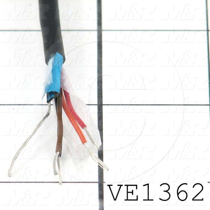 Bulk Cable, 4 Conductors, 24AWG, Shielded, Dyed Black