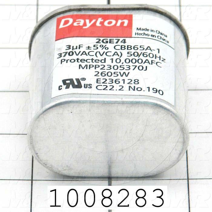 Capacitor, 3MFD, 370VAC, 4-blade Quick-connect Insulated Terminals