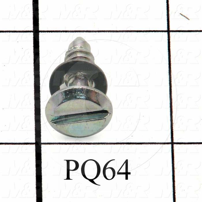 Captive Screw, Captive Type, Slotted Head, 0.47" Head Size/Diameter, 0.74" Screw Length, 0.328" Thread Length, Right Hand Thread Direction, Steel Material, With Wear Washer Notes
