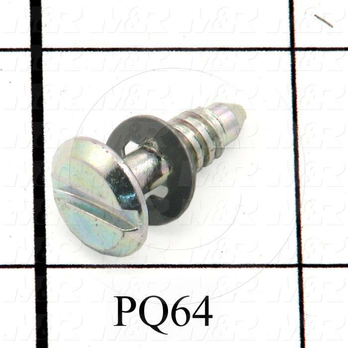 Captive Screw, Captive Type, Slotted Head, 0.47" Head Size/Diameter, 0.74" Screw Length, 0.328" Thread Length, Right Hand Thread Direction, Steel Material, With Wear Washer Notes