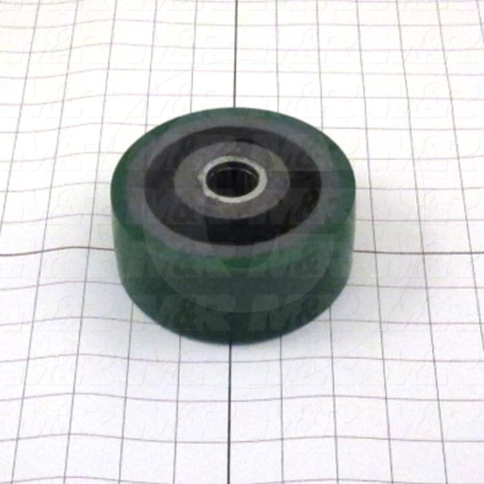 Casters and Wheels, Axle Mounting, 5.00 in. Wheel Diameter, 2.00" Wheel Width, 1.00" Roller Bearing, Polyurethane Wheel Material