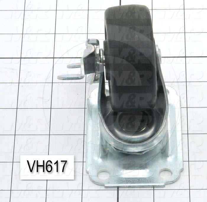 Casters and Wheels, Locking Swivel Type, Plate Mounting, 3.00 in. Wheel Diameter, 1.25" Wheel Width, Atlasite Hard Rubber Wheel Material