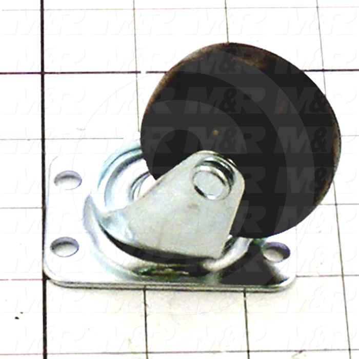 Casters and Wheels, No Locking Swivel Type, Plate Mounting, 2" Wheel Diameter, Rubber Wheel Material