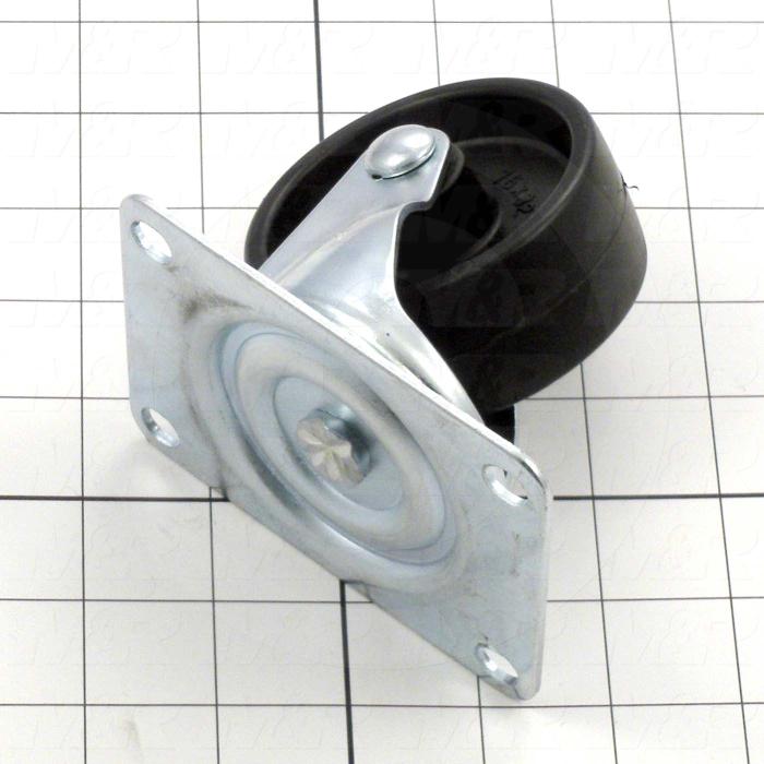 Casters and Wheels, No Locking Swivel Type, Plate Mounting, 3.00 in. Wheel Diameter, 1.25" Wheel Width, Plastic Wheel Material