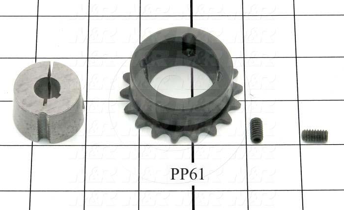 Chain Sprocket, ANSI 35, 0.50" Bore Size, 18 Teeth, 2.350" Outside Diameter, Steel Material