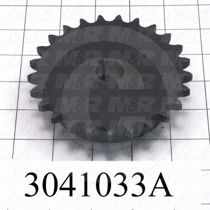 Chain Sprocket, ANSI 40, Cylindrical with Keyway, 0.63 in. Bore Size, 25 Teeth, Single Strand, 3.99" Outside Diameter, 1.00" Overall Length, Steel Material