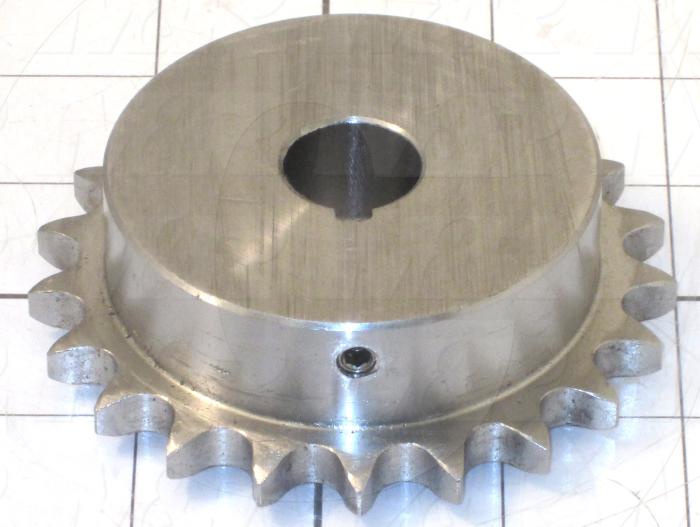 Chain Sprocket, ANSI 40, Cylindrical with Keyway, 0.75" Bore Size, 21 Teeth, Stainless Steel Material, With 2 Setscrews