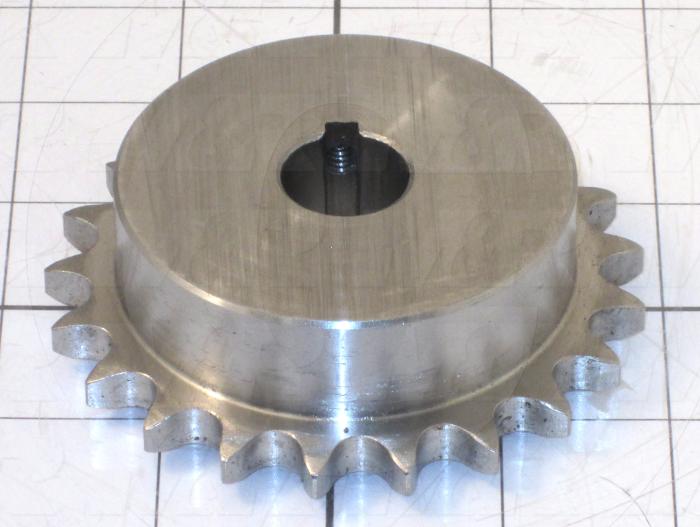 Chain Sprocket, ANSI 40, Cylindrical with Keyway, 0.75" Bore Size, 21 Teeth, Stainless Steel Material, With 2 Setscrews