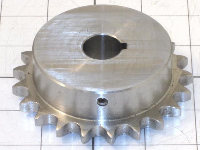 Chain Sprocket, ANSI 40, Cylindrical with Keyway, 0.75" Bore Size, 21 Teeth, Stainless Steel Material, With 2 Setscrews