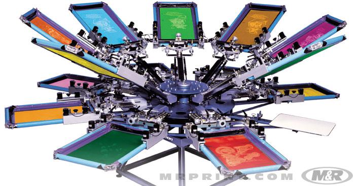8-Color Chameleon Manual Screen Printing Presses can expand to 14 colors