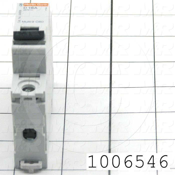 Circuit Breaker, 1 Pole, 16A, 480VAC, D Curve, UL 1077