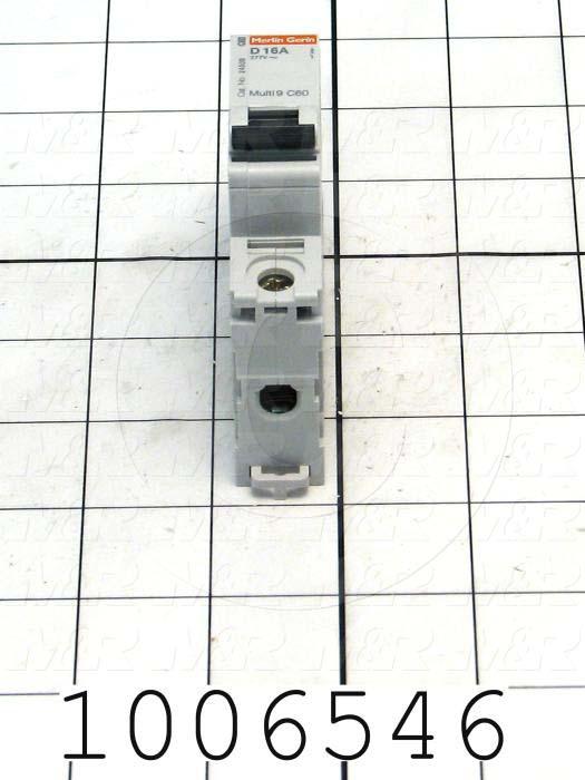 Circuit Breaker, 1 Pole, 16A, 480VAC, D Curve, UL 1077