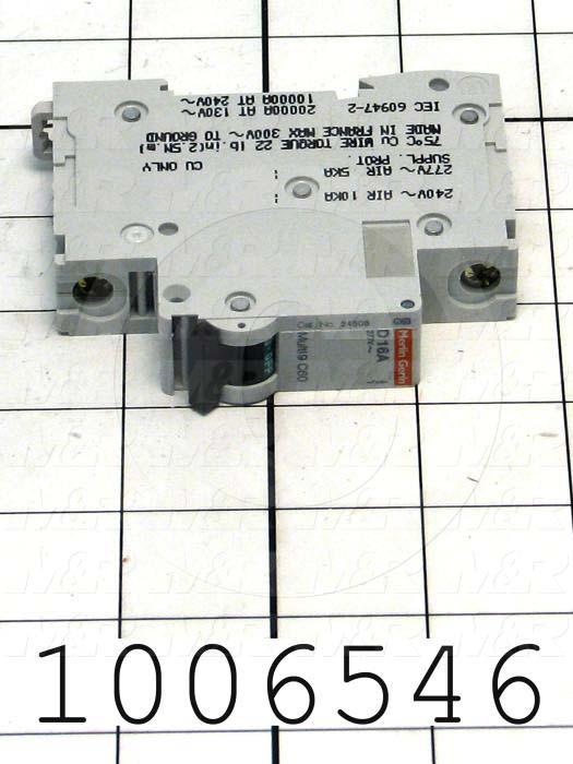 Circuit Breaker, 1 Pole, 16A, 480VAC, D Curve, UL 1077