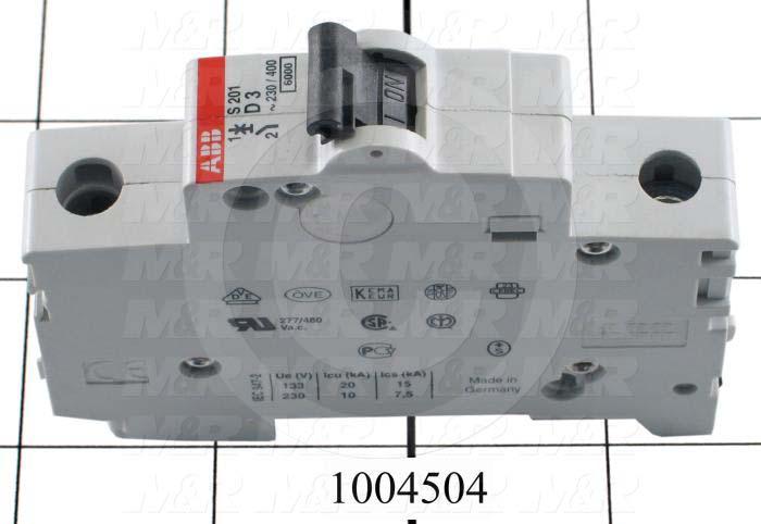 Circuit Breaker, 1 Pole, 3A, 240VAC, D Curve