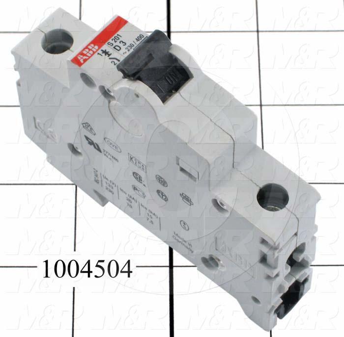 Circuit Breaker, 1 Pole, 3A, 240VAC, D Curve