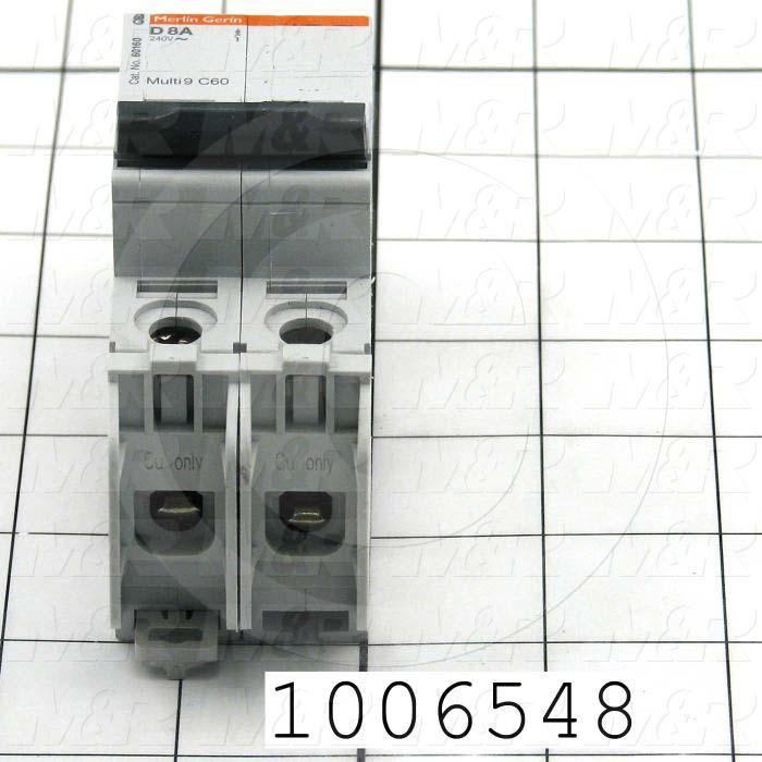 Circuit Breaker, 2 Poles, 8A, 480VAC, D Curve, UL 1077