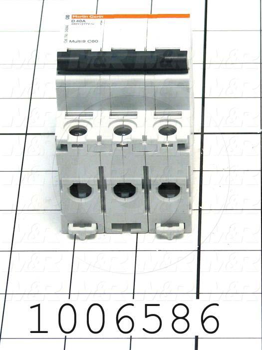 Circuit Breaker, 3 Poles, 40A, 480VAC, D Curve, UL 1077