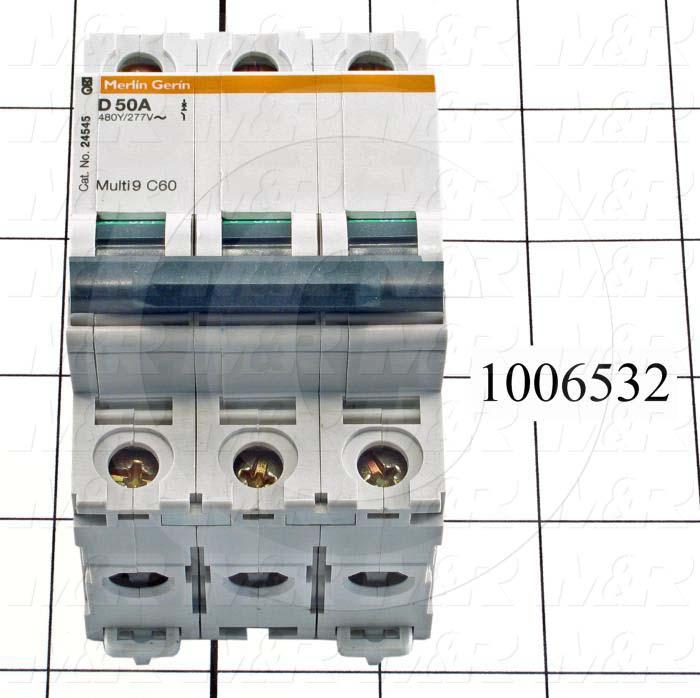 Circuit Breaker, 3 Poles, 50A, 480VAC, D Curve, UL 1077