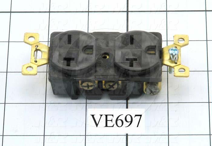 Connector for Power, Duplex Outlet, 250V, 20A