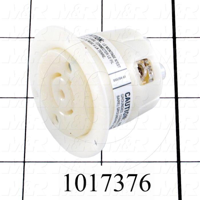Connector for Power, Flanged Outlet, 4 Poles, 5 Wires, 277/480VAC, 3 Phase, 20A, NEMA L22-20R